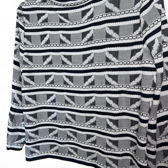 Ming Wang Petite Medium Black White Knit Sweater Jacket Cardigan Top - Picture 6 of 8